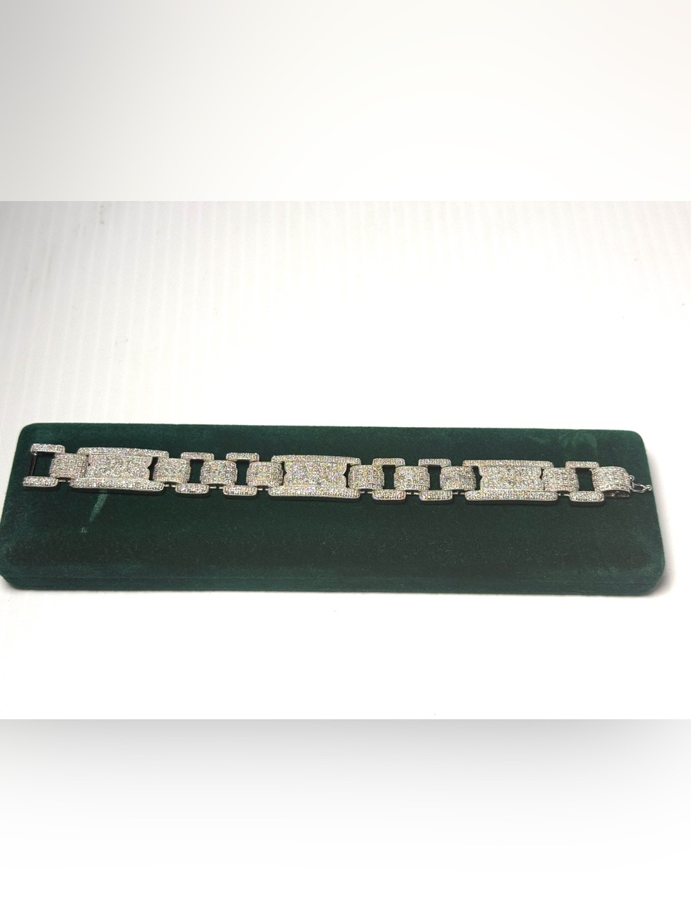 Pave Sterling Silver Cuban Link Bracelet